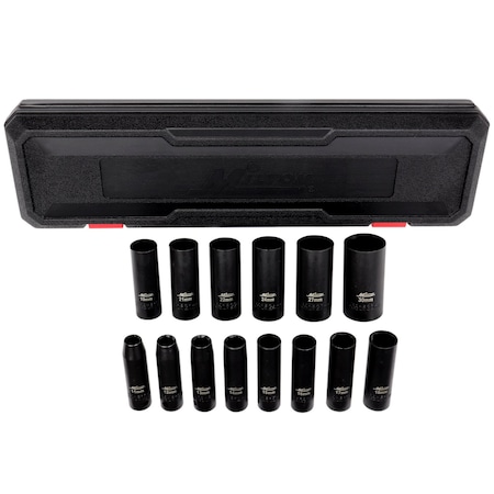 Milton 1/2 in. Drive Deep 6-Point Impact Socket Set, 11-30mm Metric, Black Oxide Finish 14-Piece 1300-SS-07